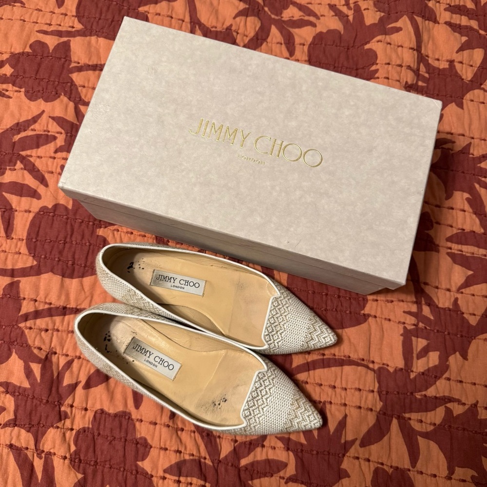 Jimmy Choo Attila Woven Fabric Flat